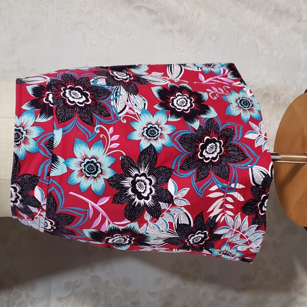 Talbots Floral Red & Blue Mini Skirt (12)